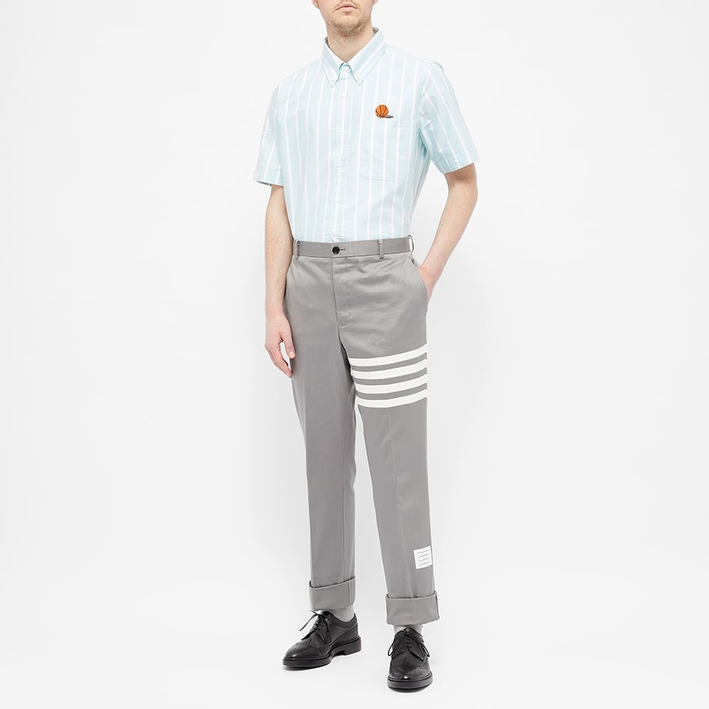 Thom Browne Basketball Icon Short Sleeve Stripe Oxford Shirt - 7