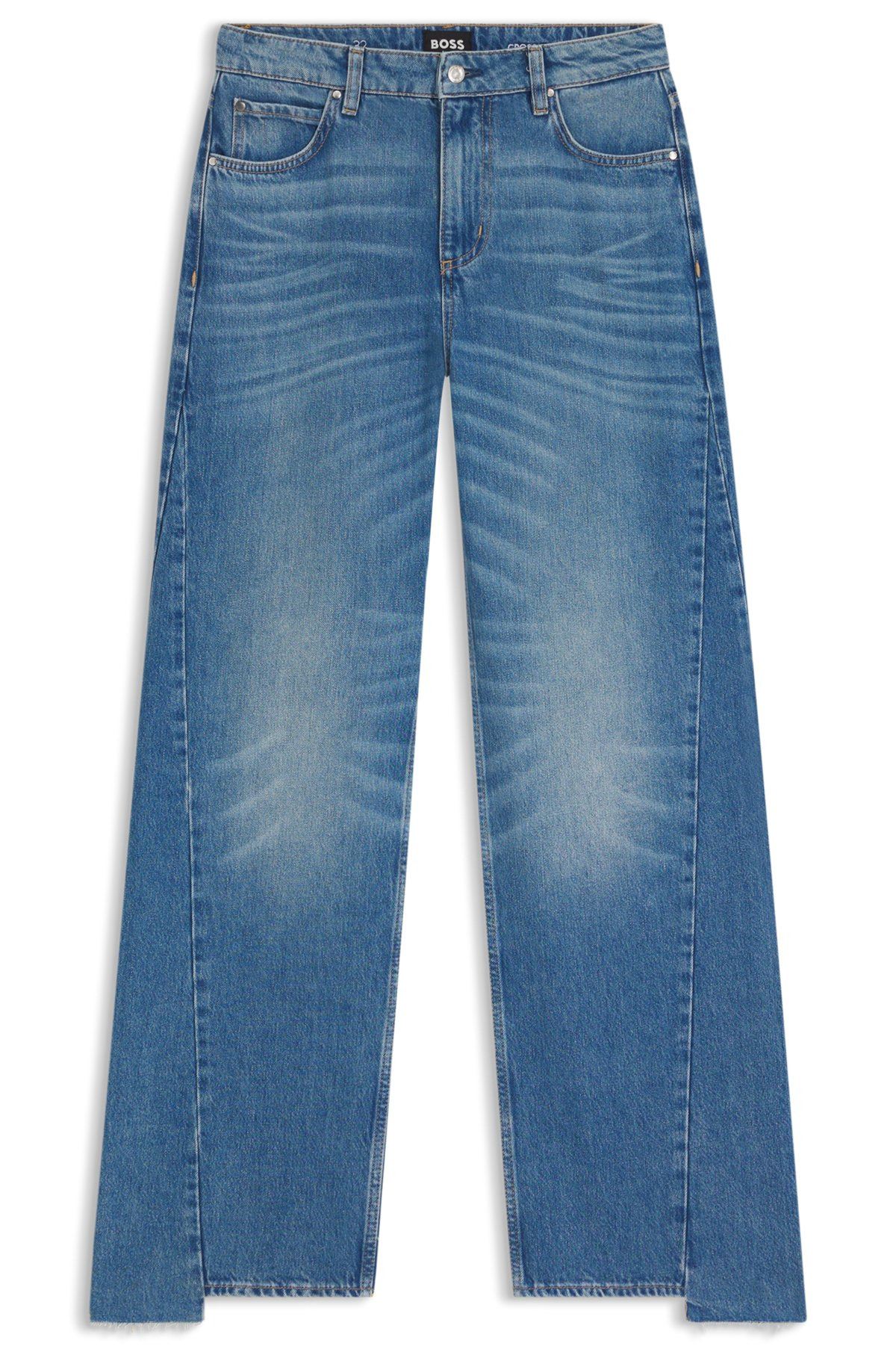 RELAXED-FIT JEANS IN INDIGO DENIM WITH STEPPED HEMS - 1