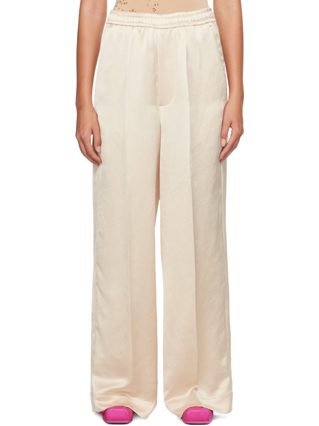 Off-White Crinkled Trousers - 1