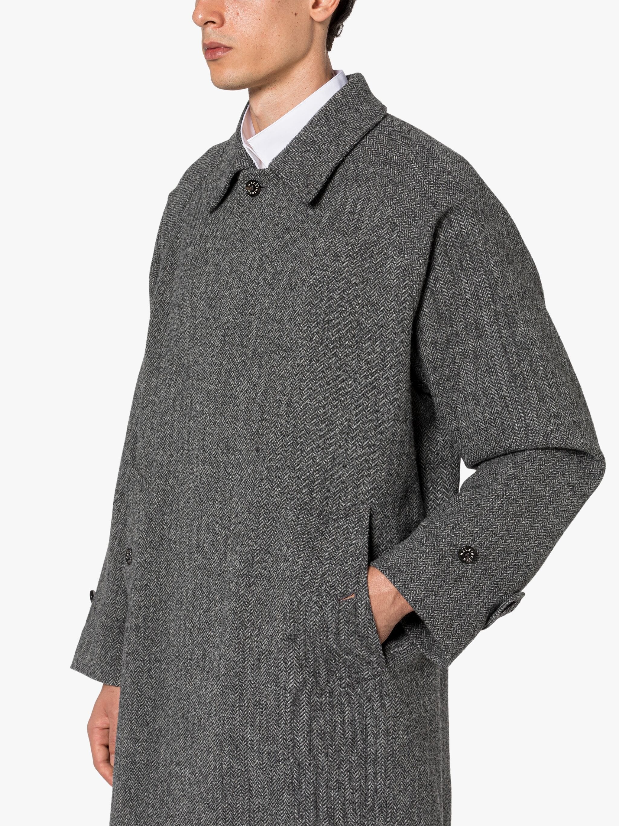 BELFORD LIGHT GREY WOOL BALMACAAN COAT - 4