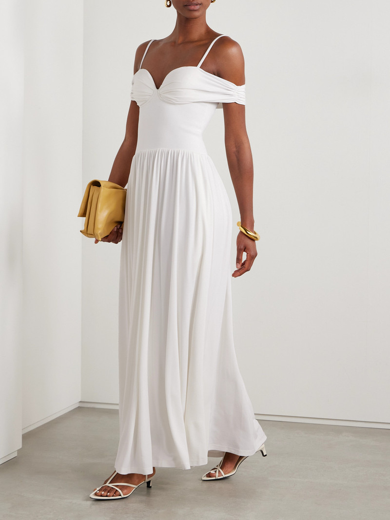 SIMKHAI Amarantha Cold-shoulder Pleated Stretch-jersey And Knit Gown outlook