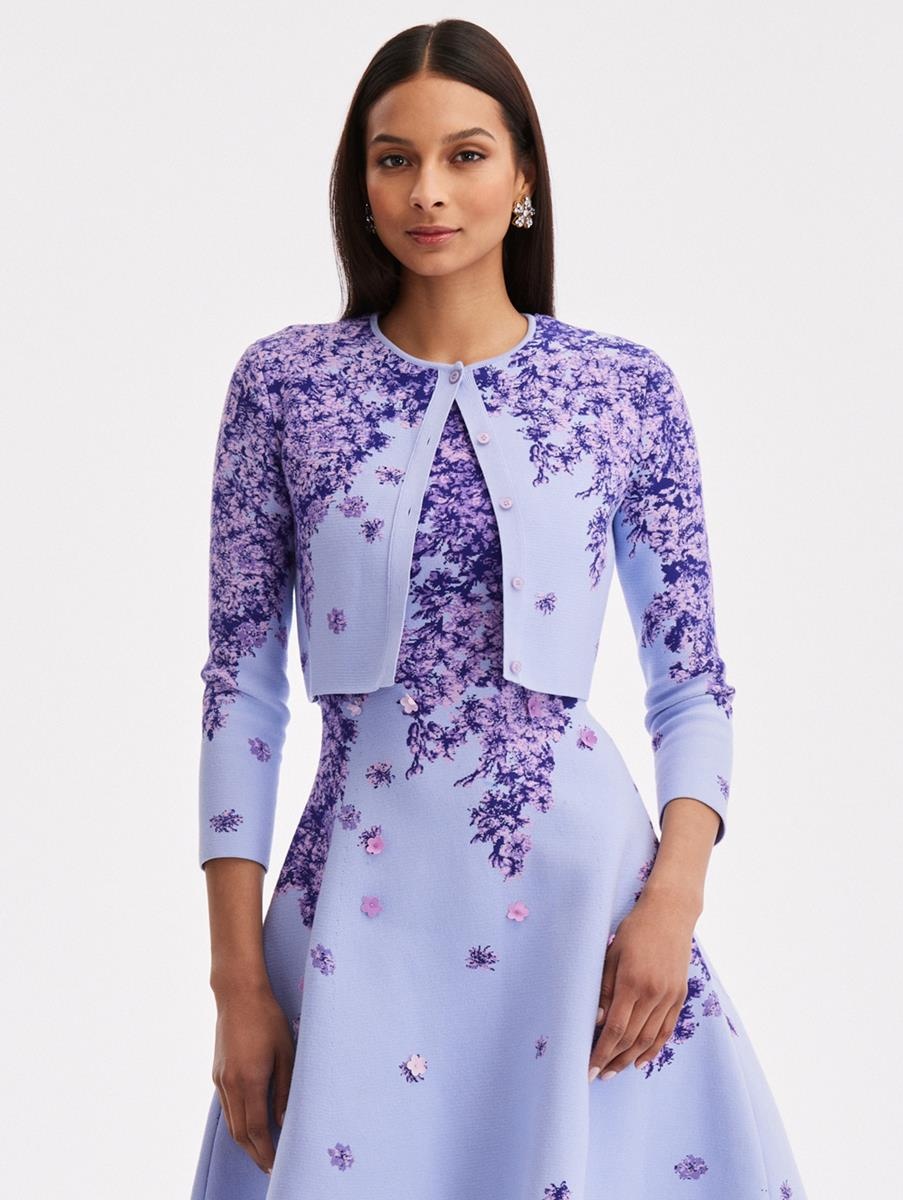 DEGRADE LILAC JACQUARD CROPPED CARDIGAN - 1