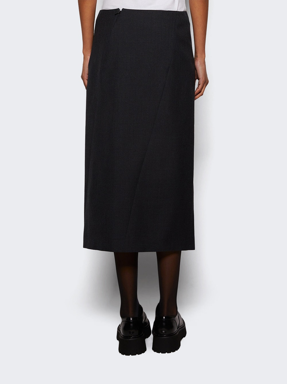 Wool Gabardine Skirt Dark Grey - 5