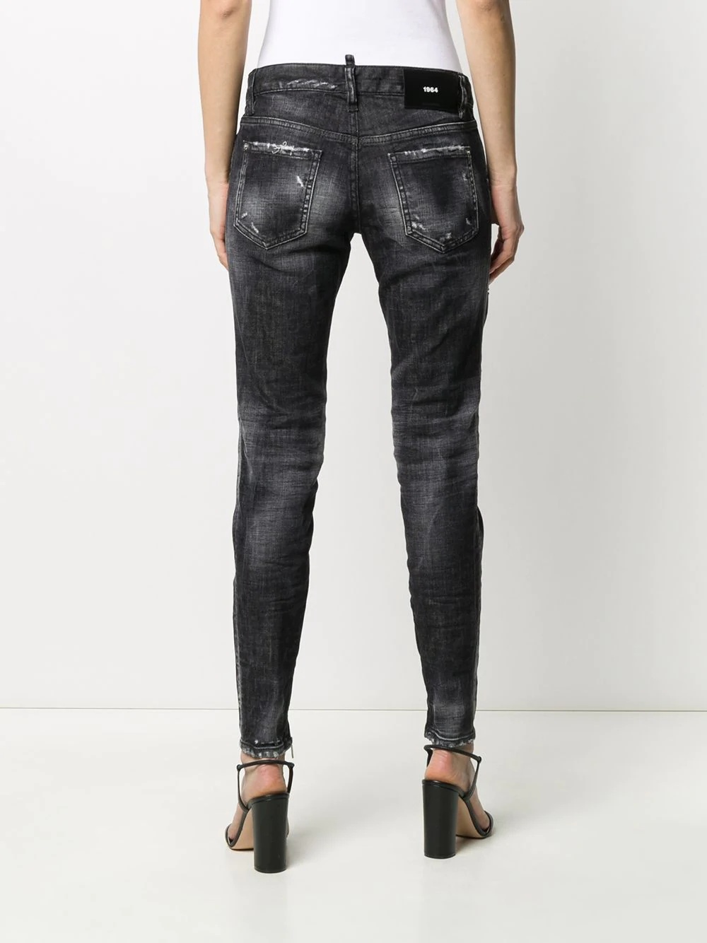 distressed zipped ankle skinny trousers - 4