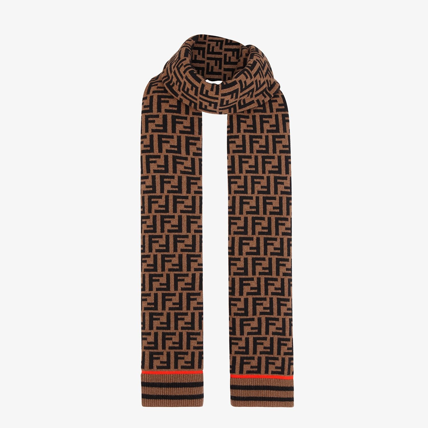 Brown wool and cashmere scarf - 2