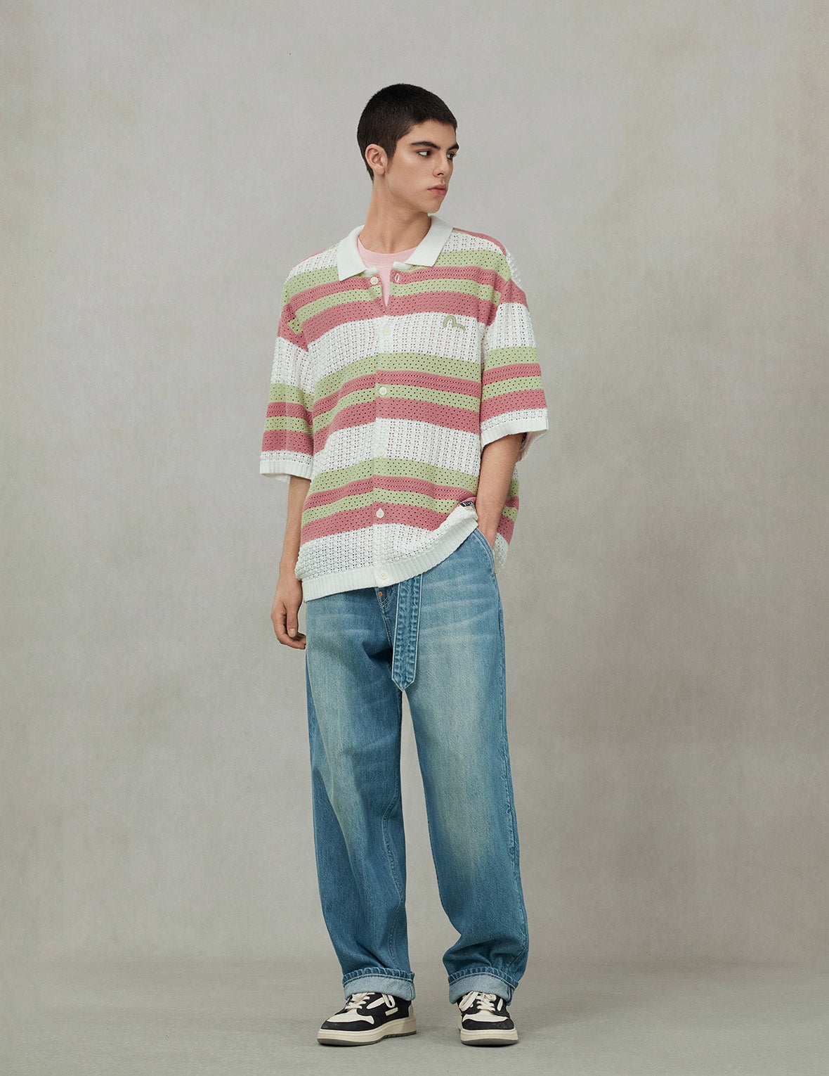 Seagull Embroidery Relax Fit Short-Sleeve Knitted Shirt - 3