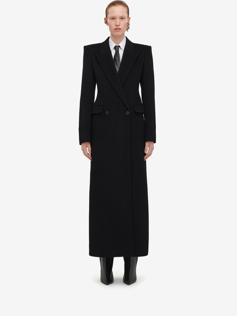Alexander McQueen Women's Double-breasted Tailored Coat in Black outlook