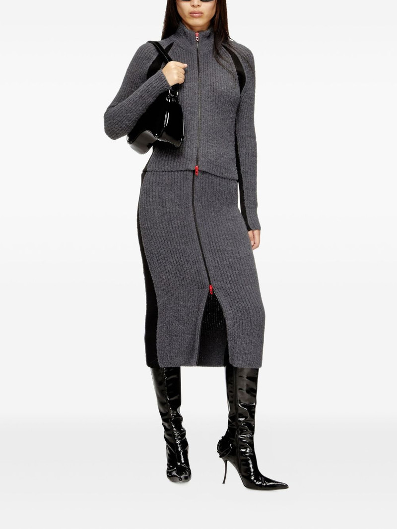 Diesel ribbed panel zip-up cardigan outlook