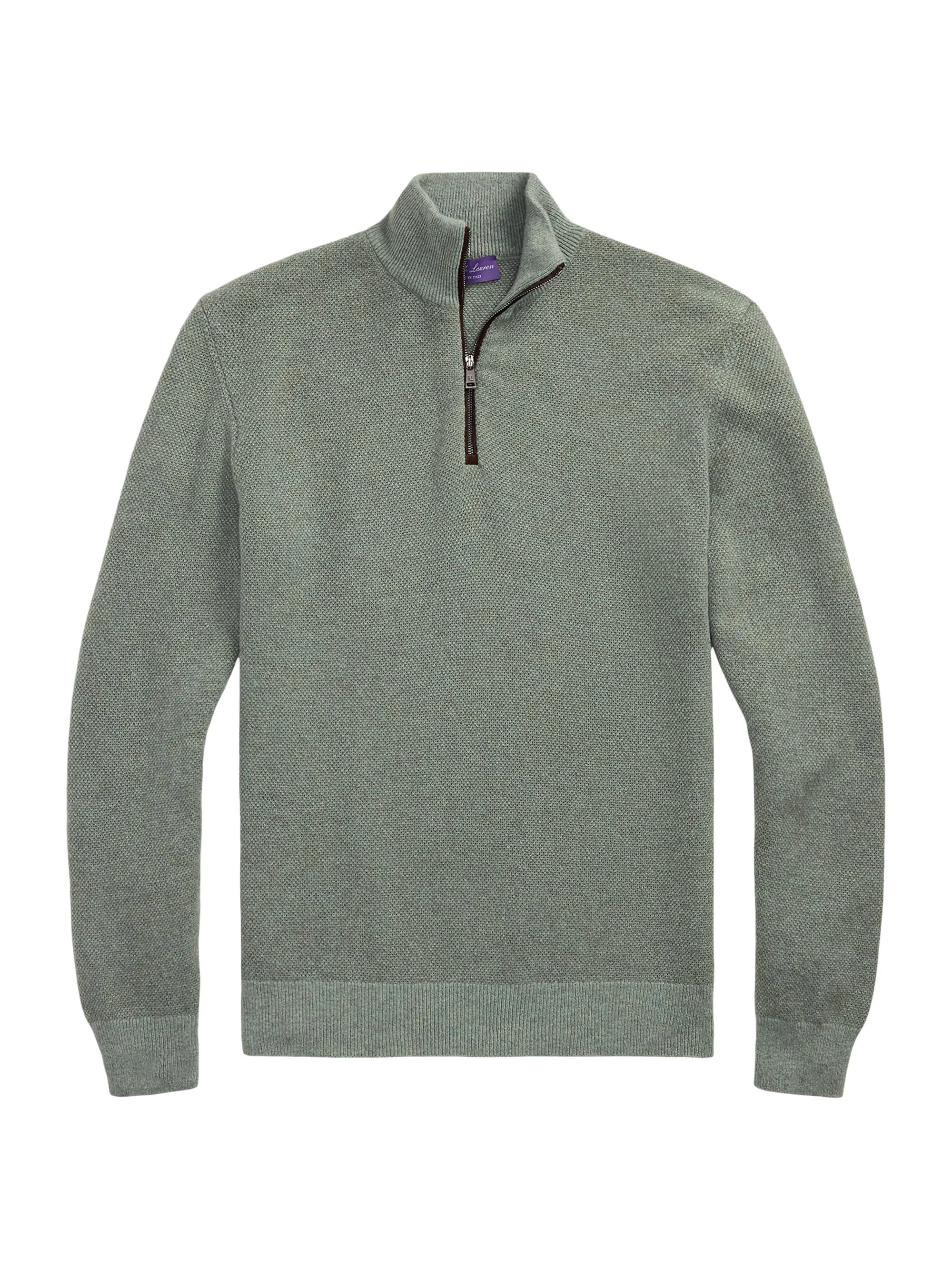 Men's Birdseye Cashmere Quarter-Zip Sweater - Sea Spray - 1