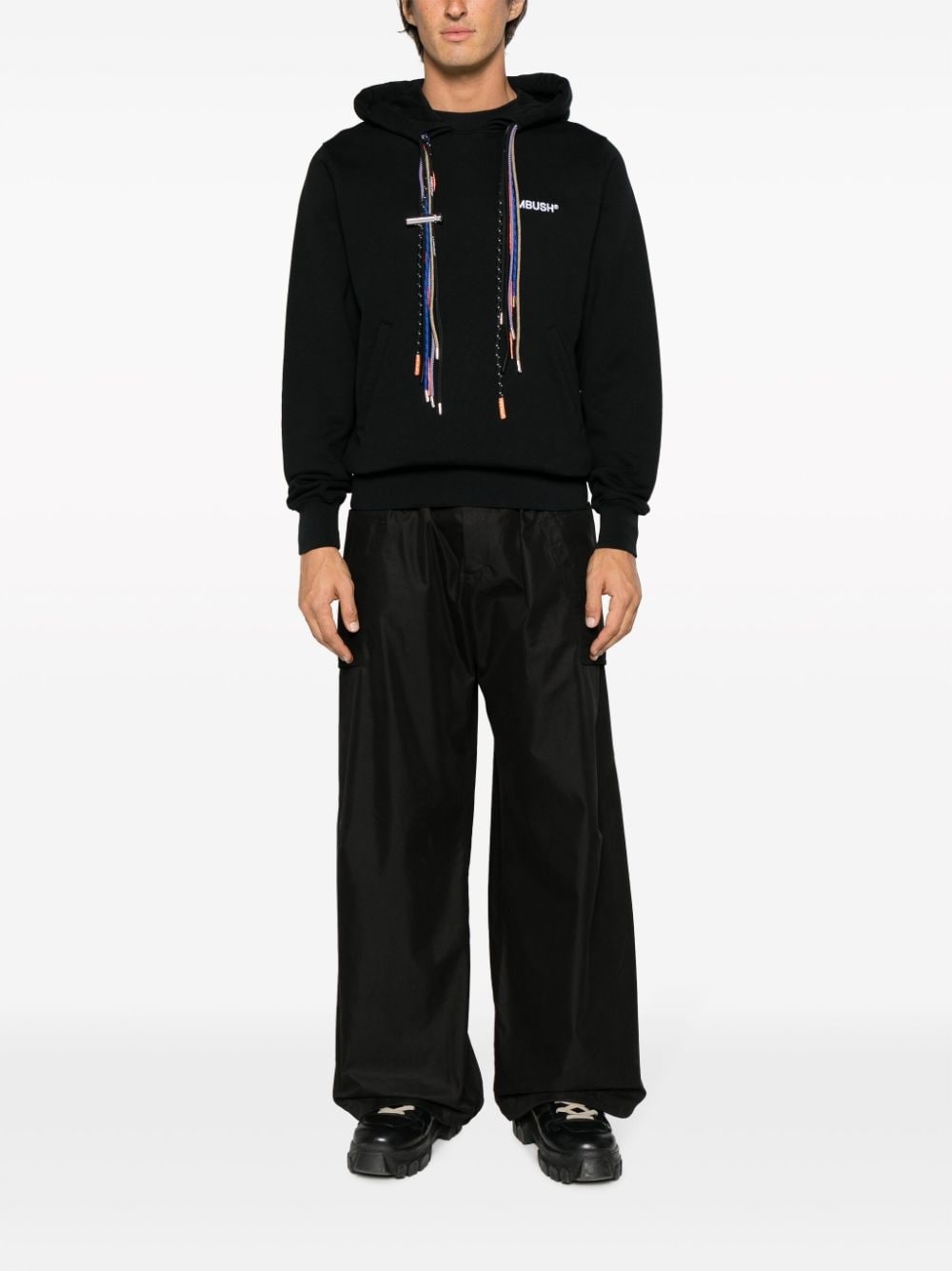multicord-drawstring cotton hoodie - 2