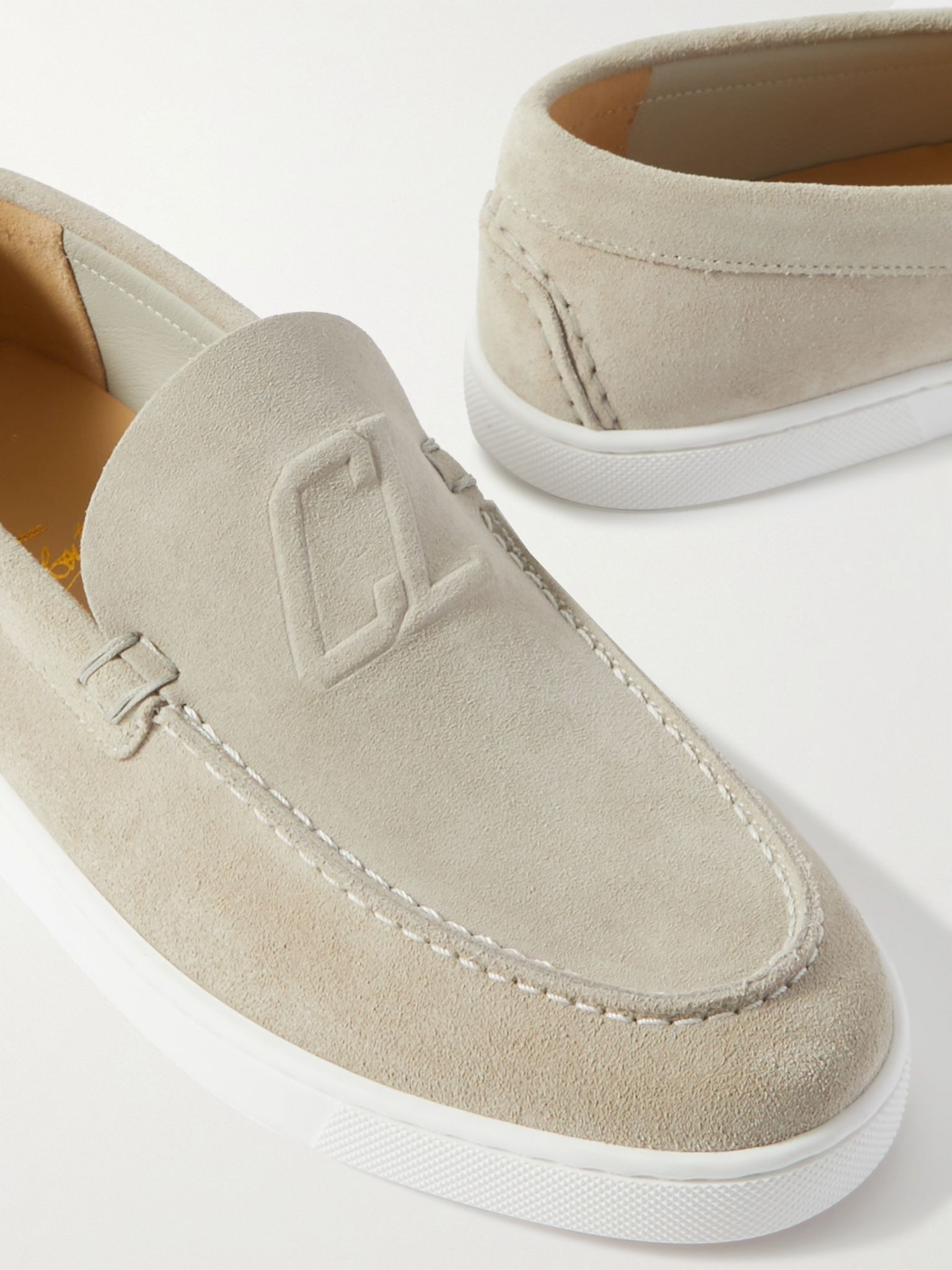 Varsiboat Logo-Embossed Suede Loafers Beige - 5