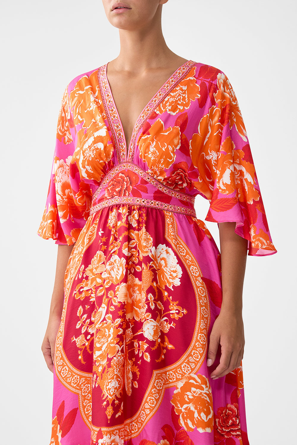 WAISTED DRESS WITH HEM RUFFLE - 5