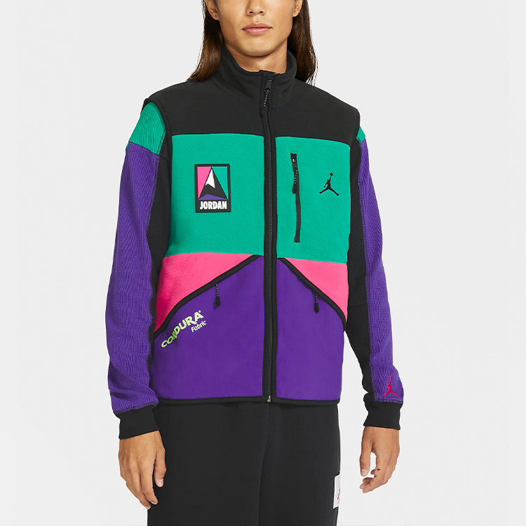 Air Jordan Winter Utility Color Velvet Warm Leisure Waistcoat Men Black And Green Purple CW5985-010 - 3