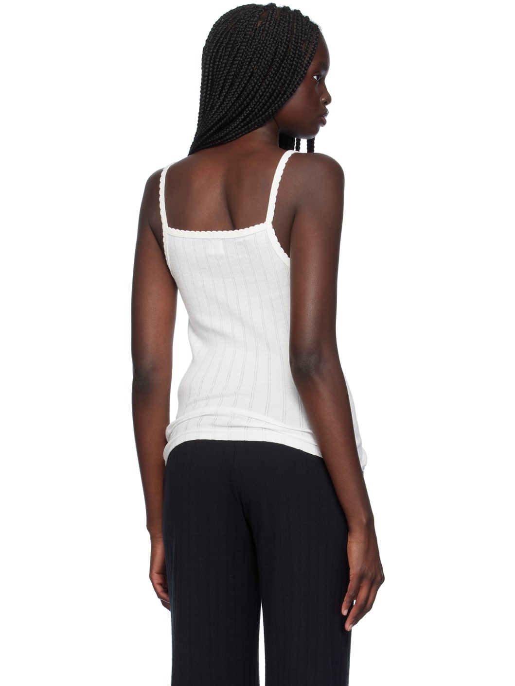 White Spaghetti Strap Tank Top - 3