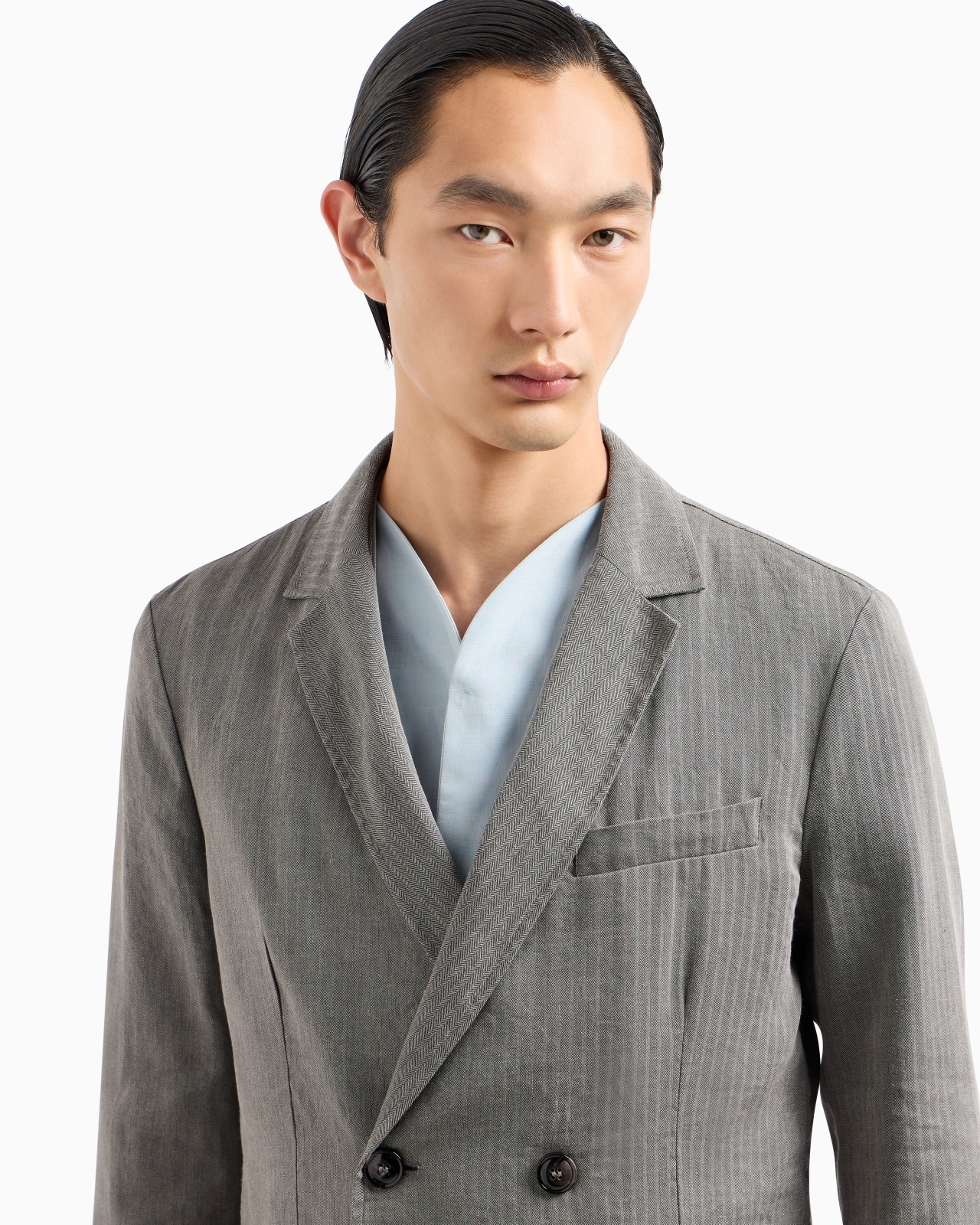 LINEN AND VISCOSE DOUBLE-BREASTED JACKET - 5