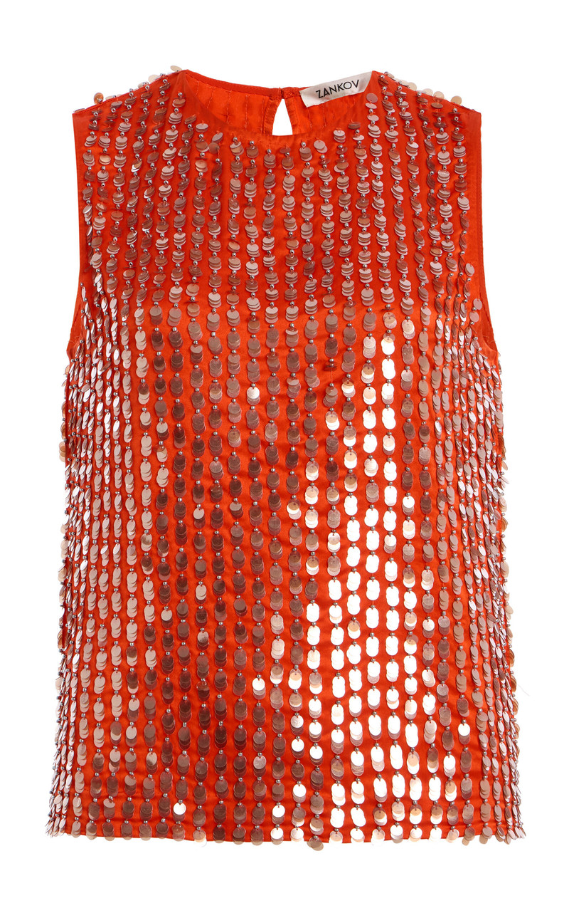 Eleanor Beaded Silk Top red 1