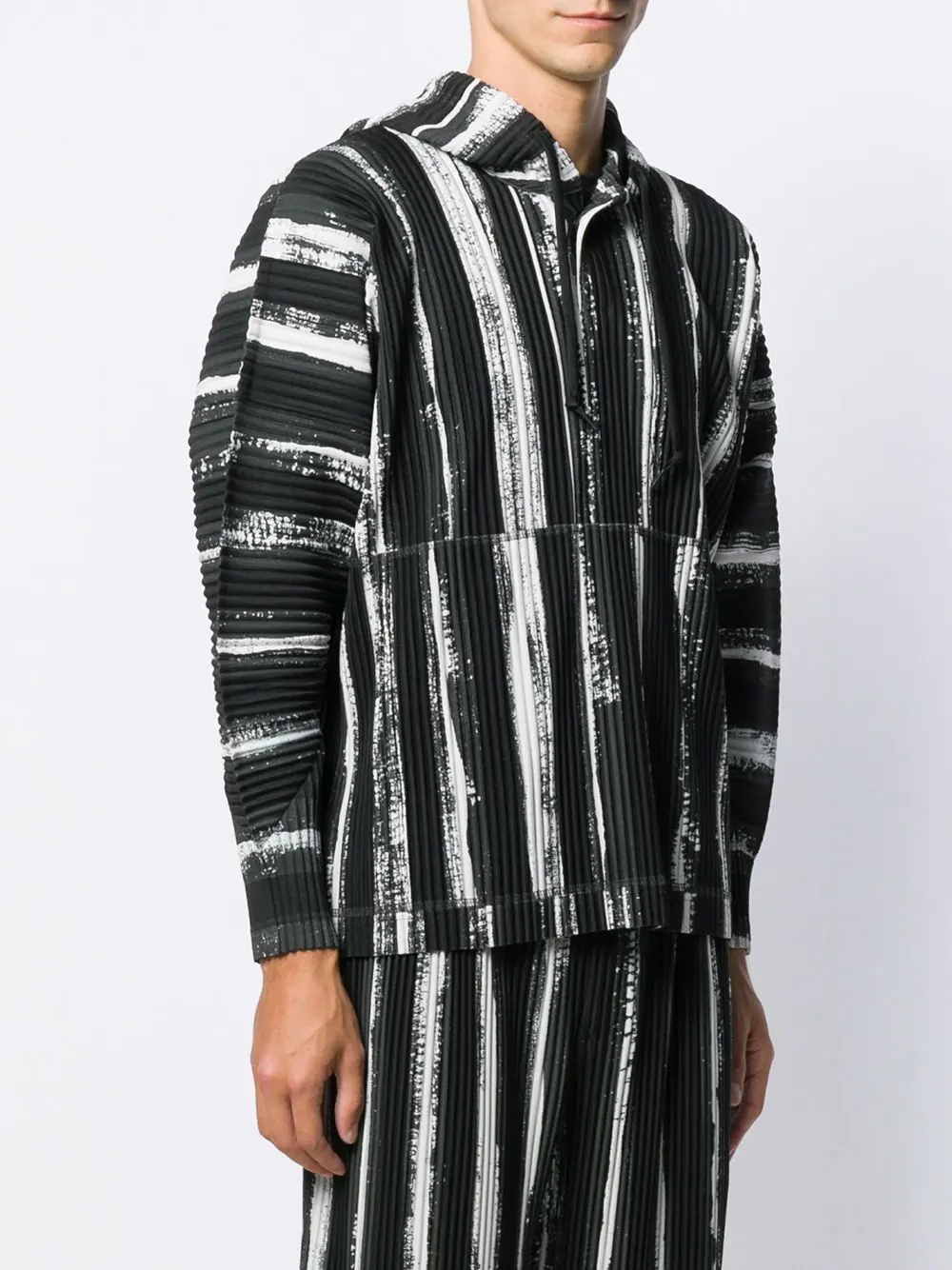 pleated stripe hoodie - 3