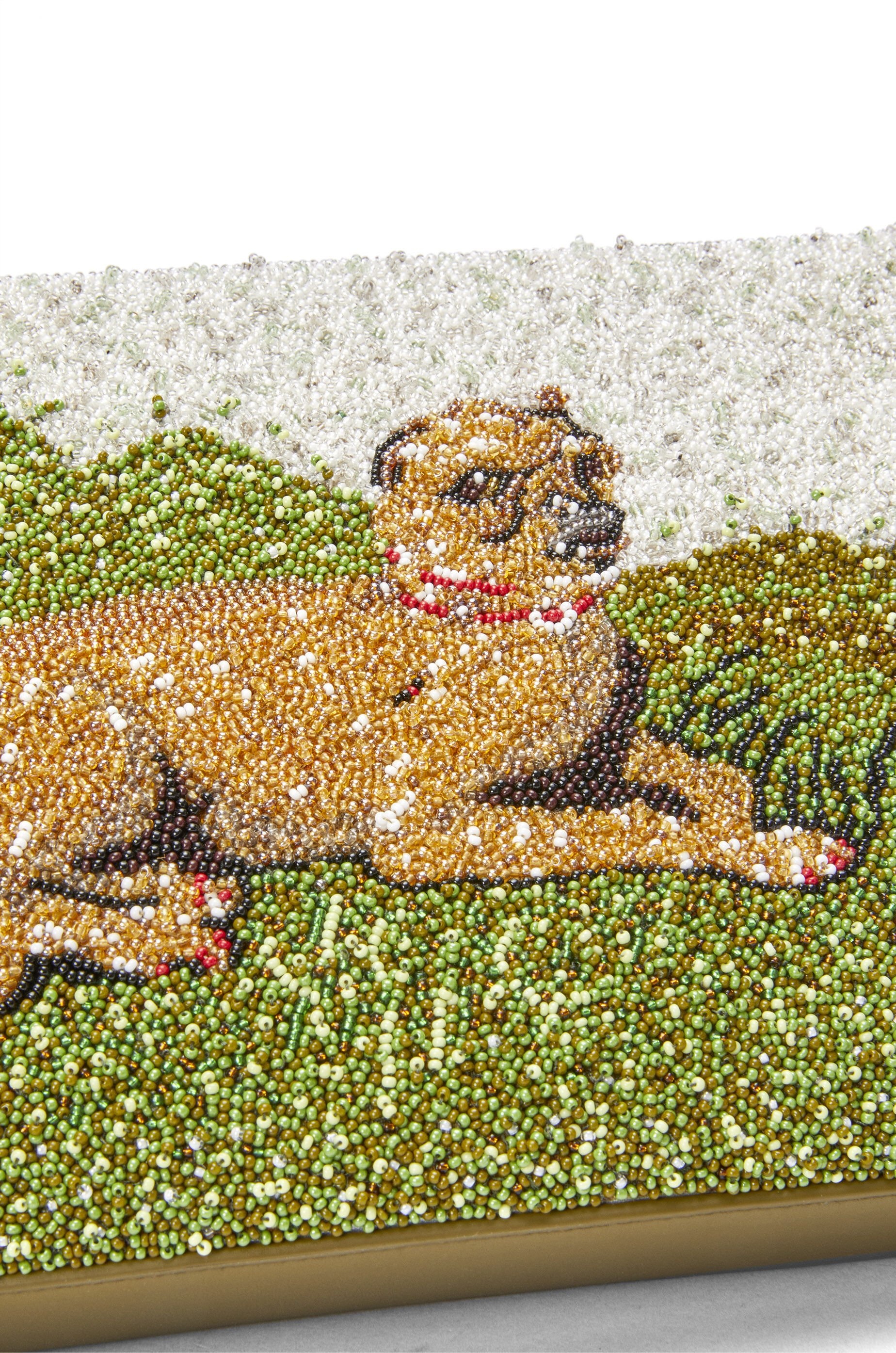 Oblong pouch in beaded leather - 7