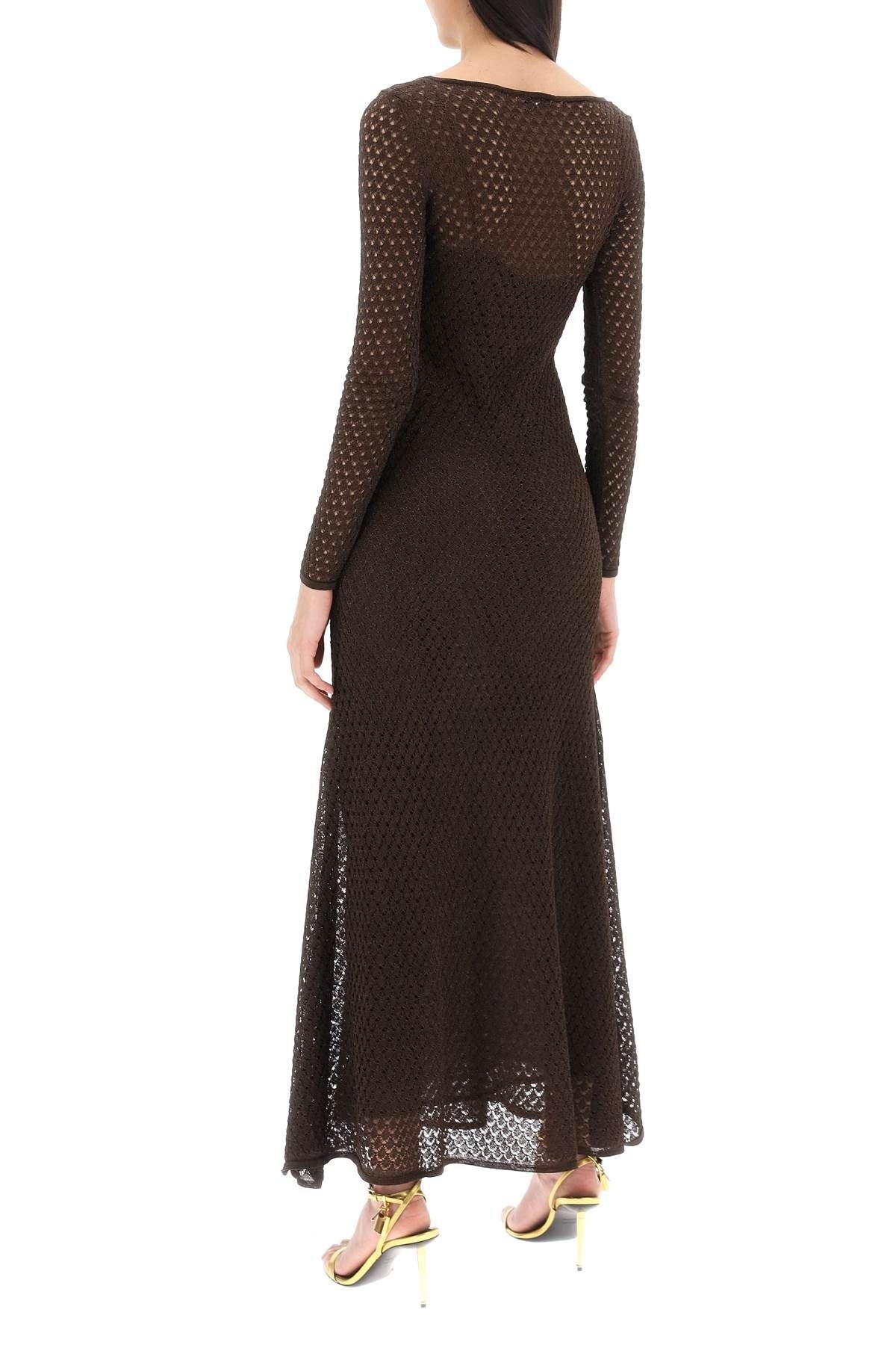 LONG KNITTED LUREX PERFORATED DRESS - 4