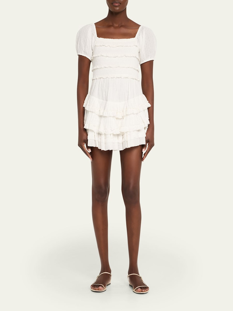 LoveShackFancy Fellows Cotton Ruffle Mini Dress outlook