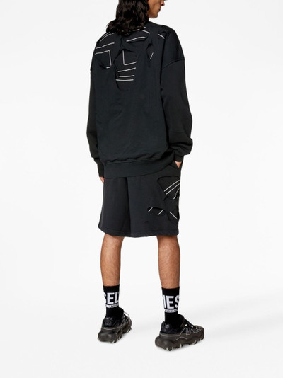 Diesel ripped logo-embroidered cotton sweatshirt outlook