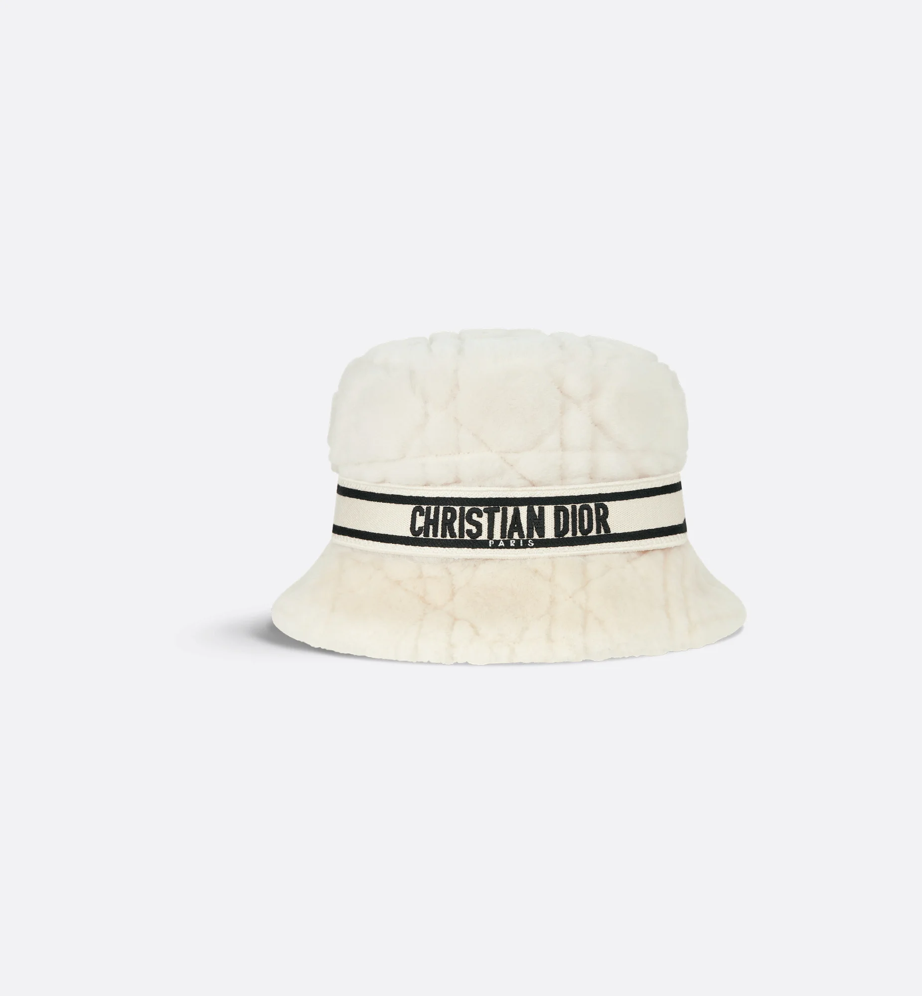 Christian Dior Shearling Cannage D-Bobby Bucket Hat 57 size D-Bobby Small Brim Hat Straw with Rose des Vents and White  main image 2