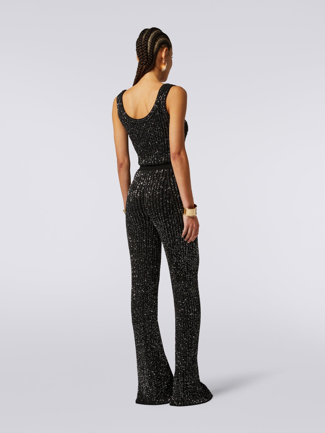 Viscose blend flared trousers with sequins - 4
