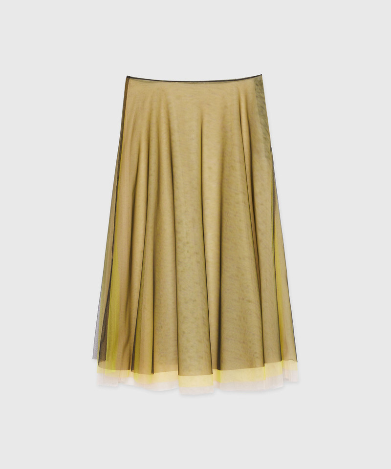 Black tulle midi skirt with chromatic layering 1