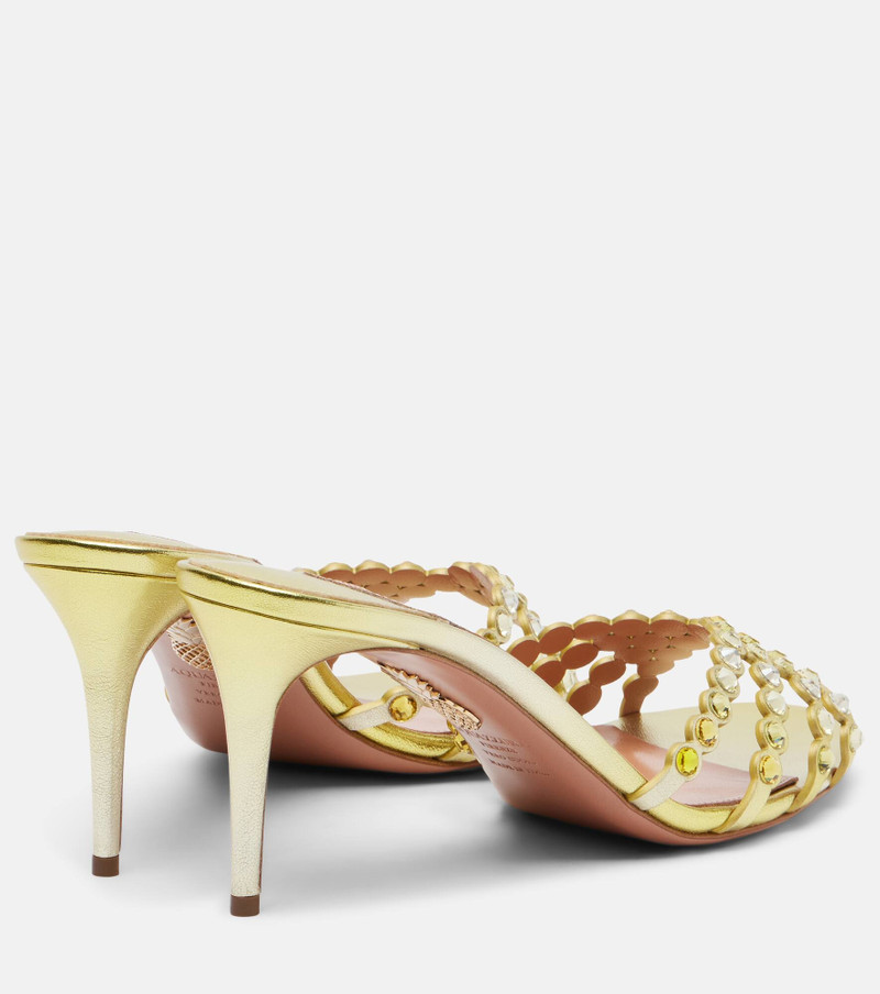 AQUAZZURA Tequila embellished leather mules outlook