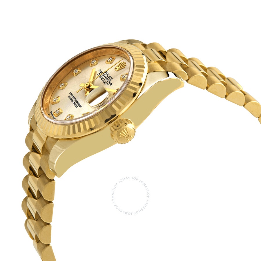 Rolex Lady Datejust Silver Diamond Dial Automatic 18 Carat Yellow Gold President Watch 279178 - 2