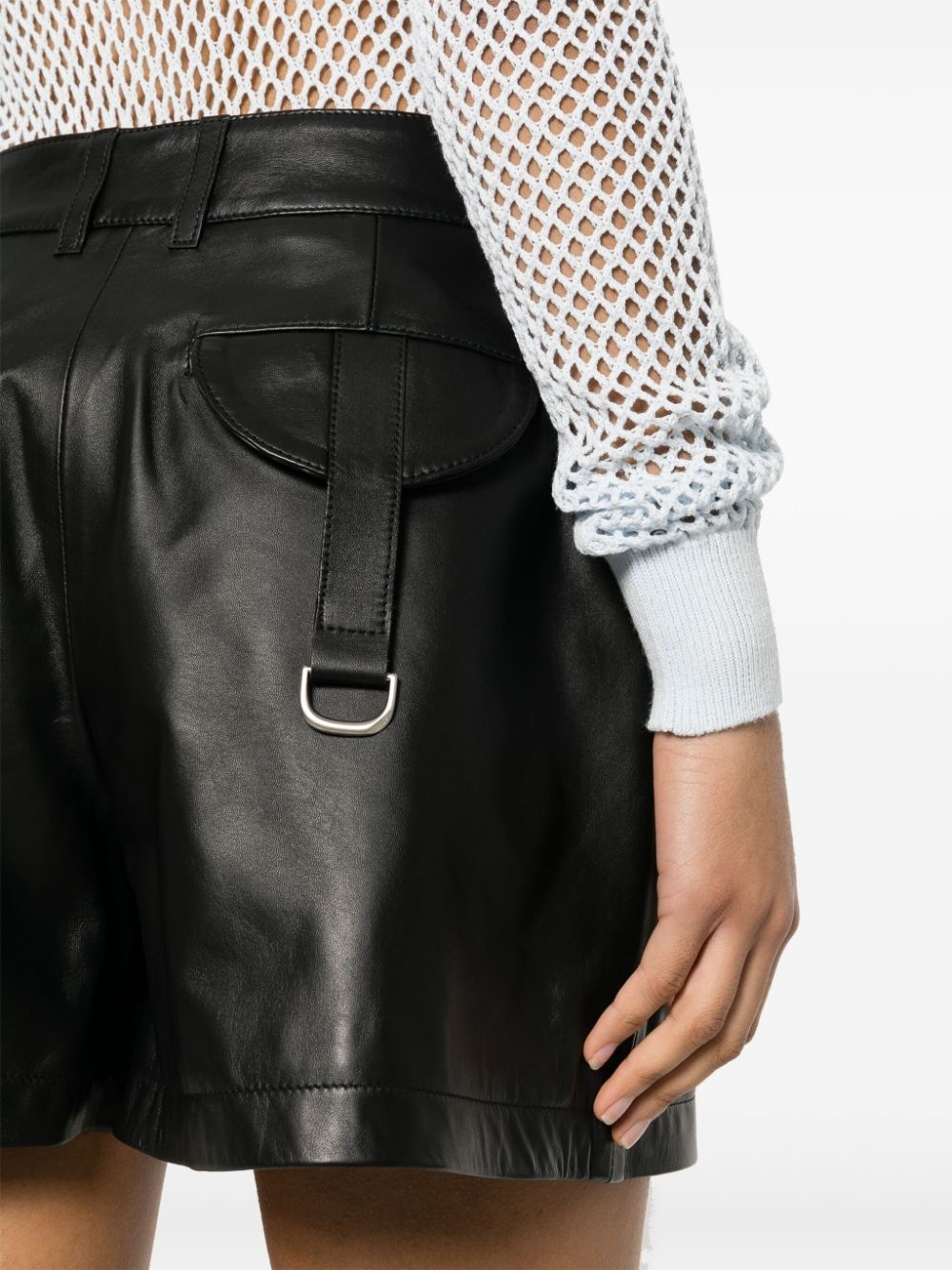 high-waisted leather shorts - 5