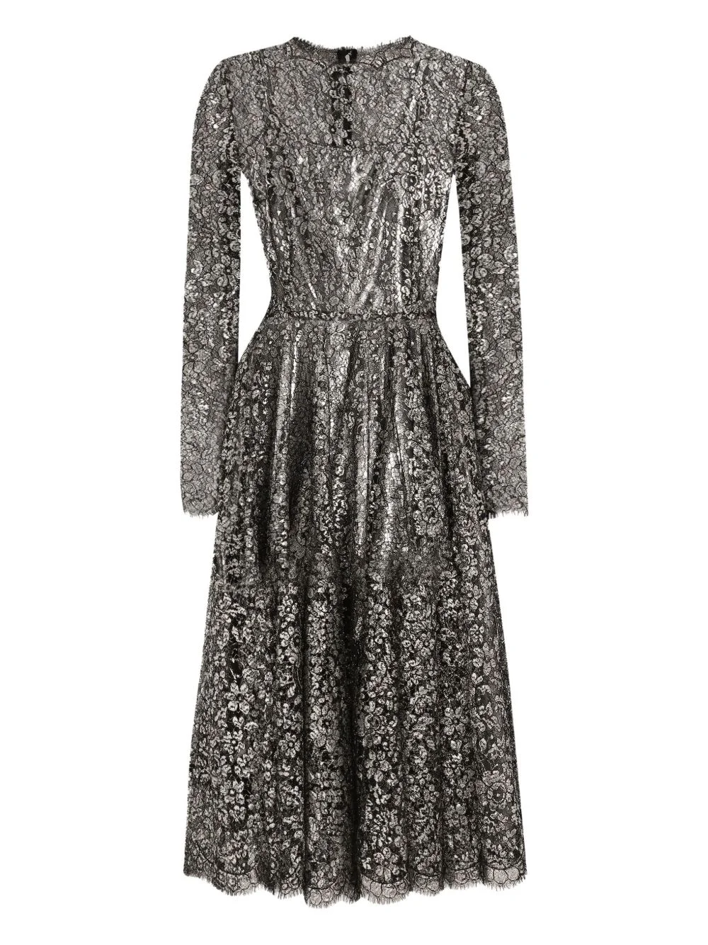 lamé lace midi dress - 1