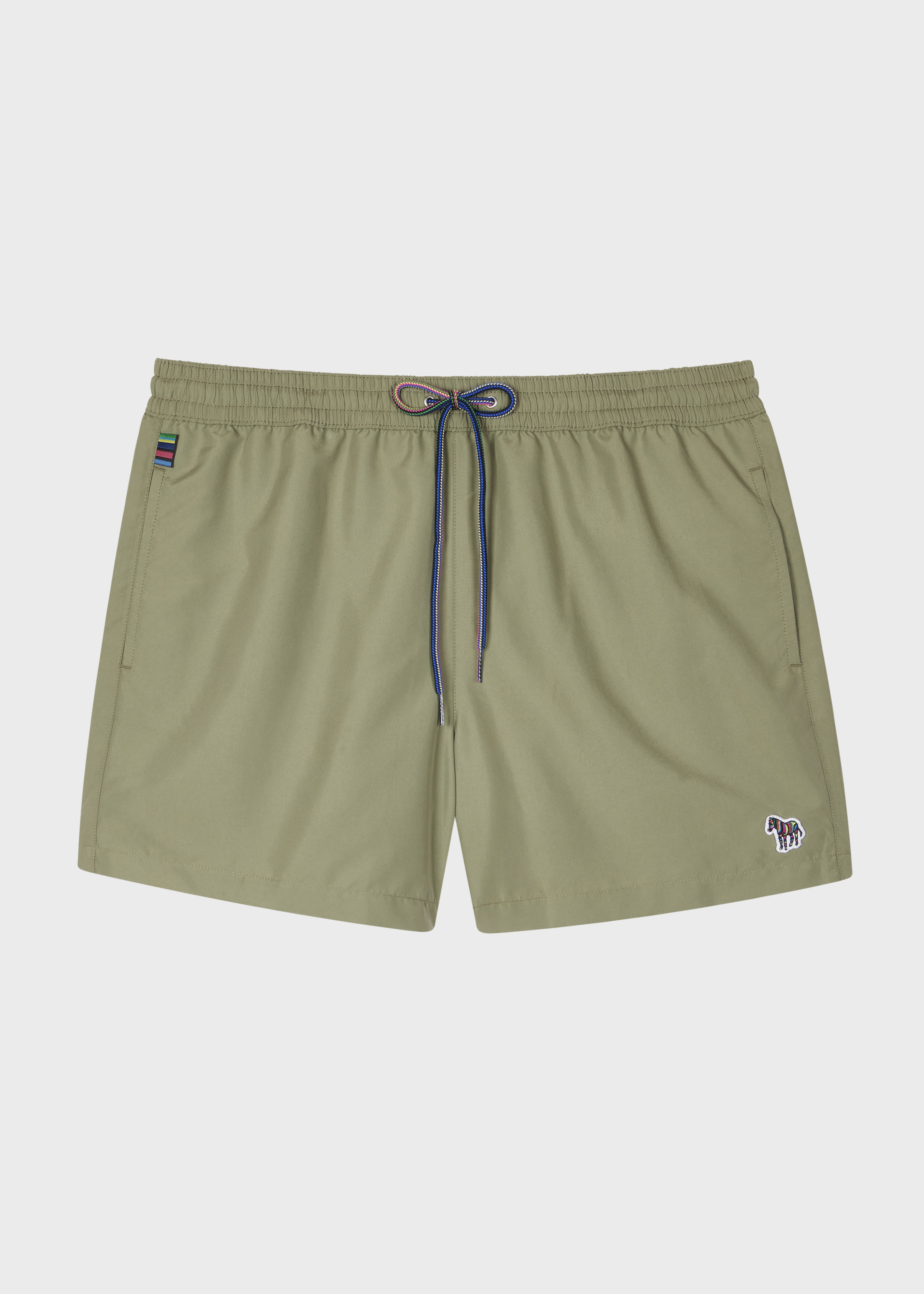 Washed Khaki Zebra Logo Swim Shorts - 1