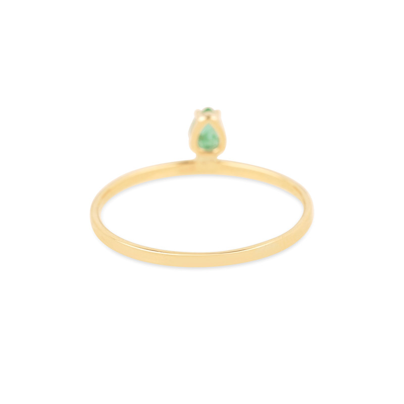 Pear Cut Emerald Flat Band Ring 4