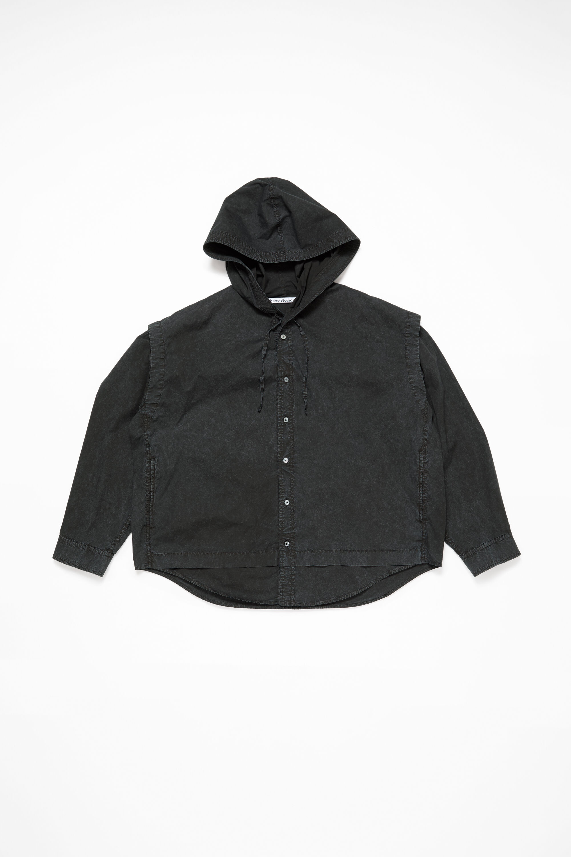 Hooded button-up shirt - Black - 4