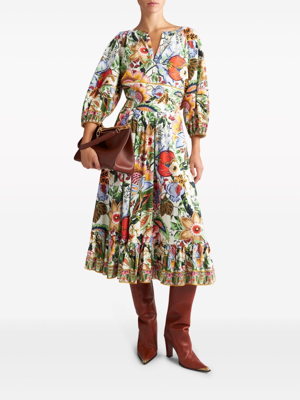 floral-print pleated midi skirt - 2