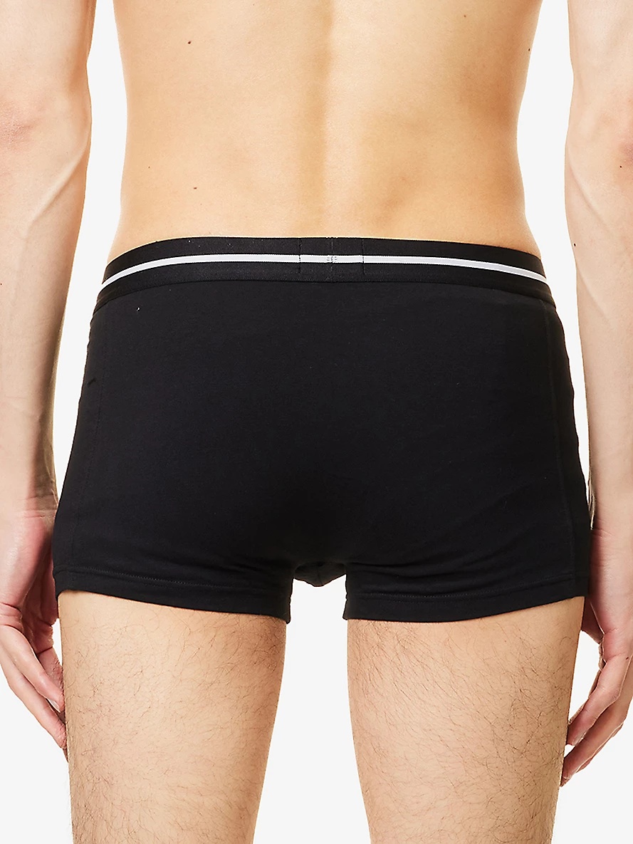 Bold Logo-Waistband Pack Of Three Stretch-Cotton Boxer Trunks - 3