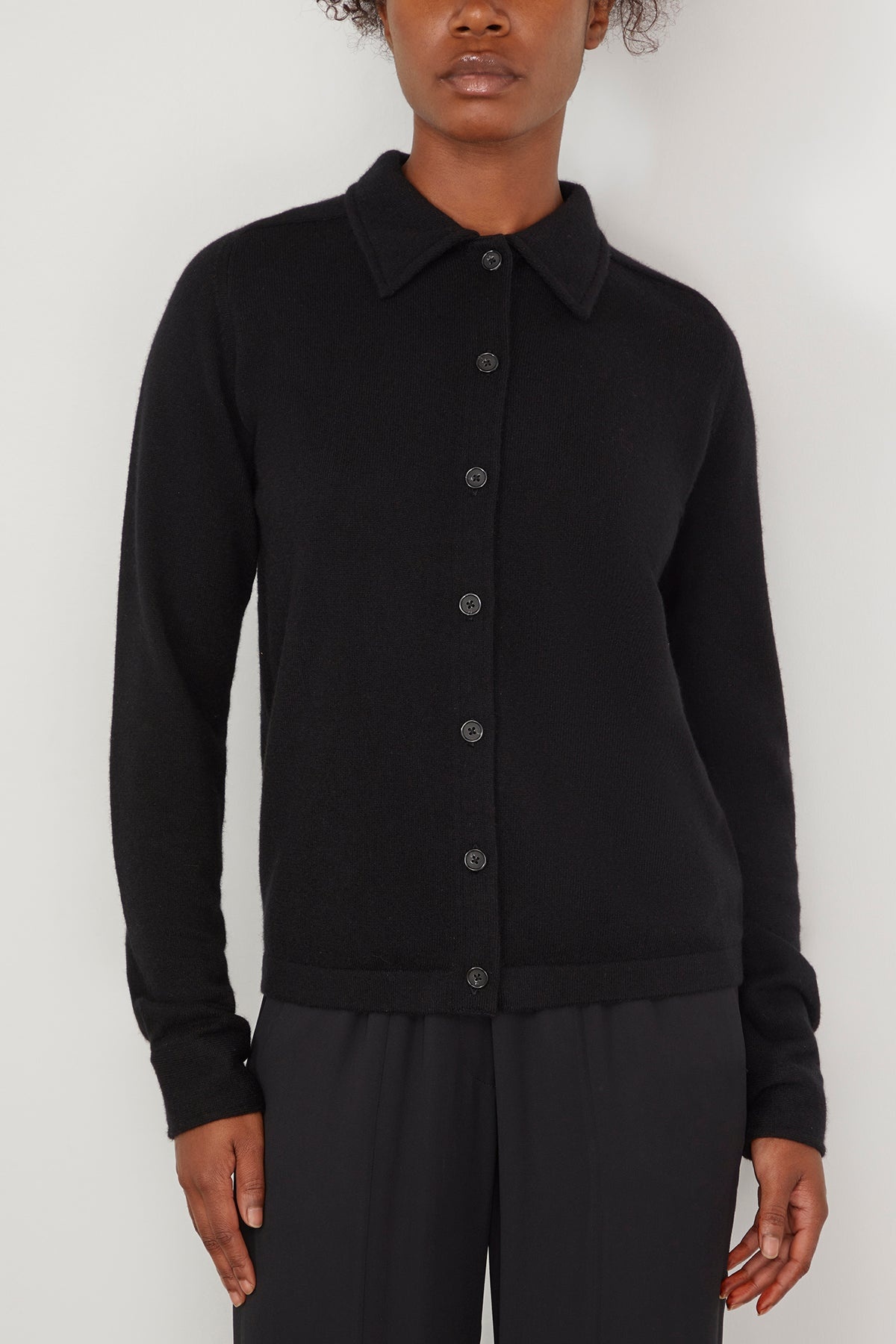 Raglan Sleeve Cashmere Shirt in Black - 3