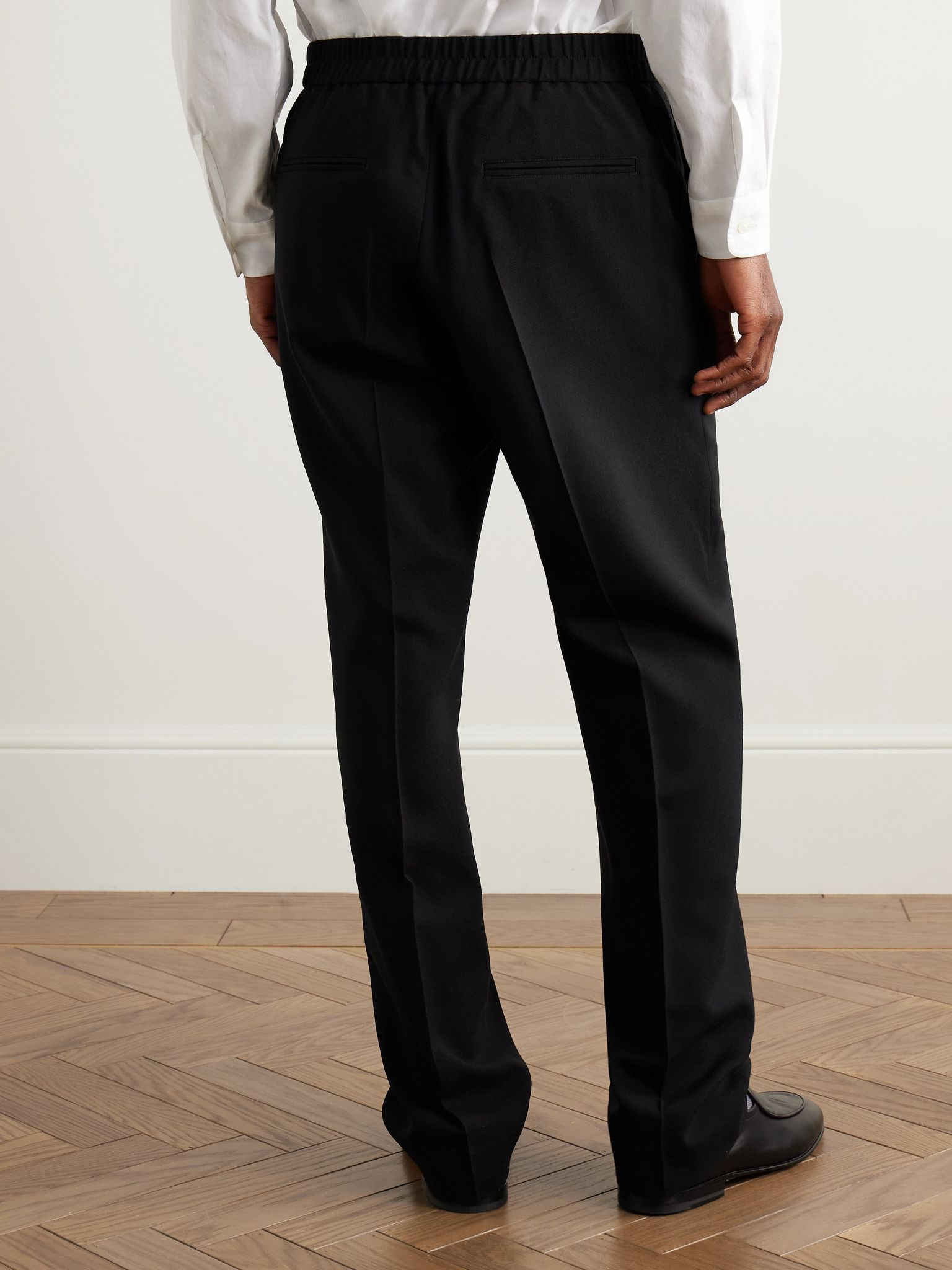 Slim-Fit Straight-Leg Wool Trousers Black - 4