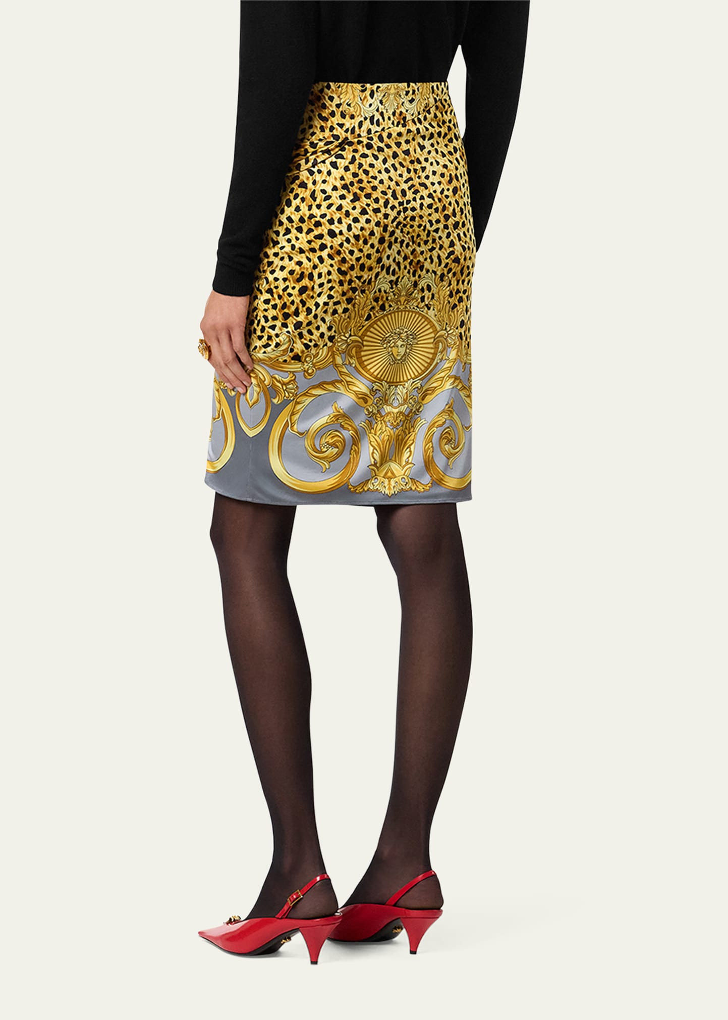 Draped Cheetah Foulard-Print Jersey Mini Skirt - 2