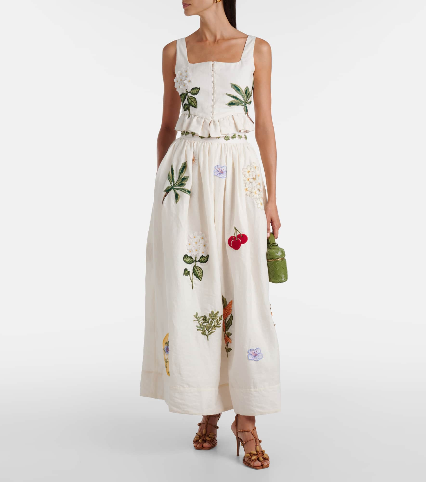 Eslabón Wild appliqué linen crop top - 2