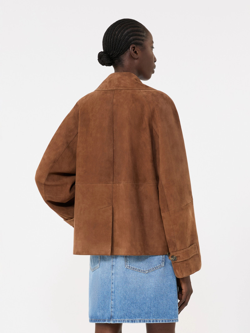 Double-breasted suede jacket - TOBACCO 4