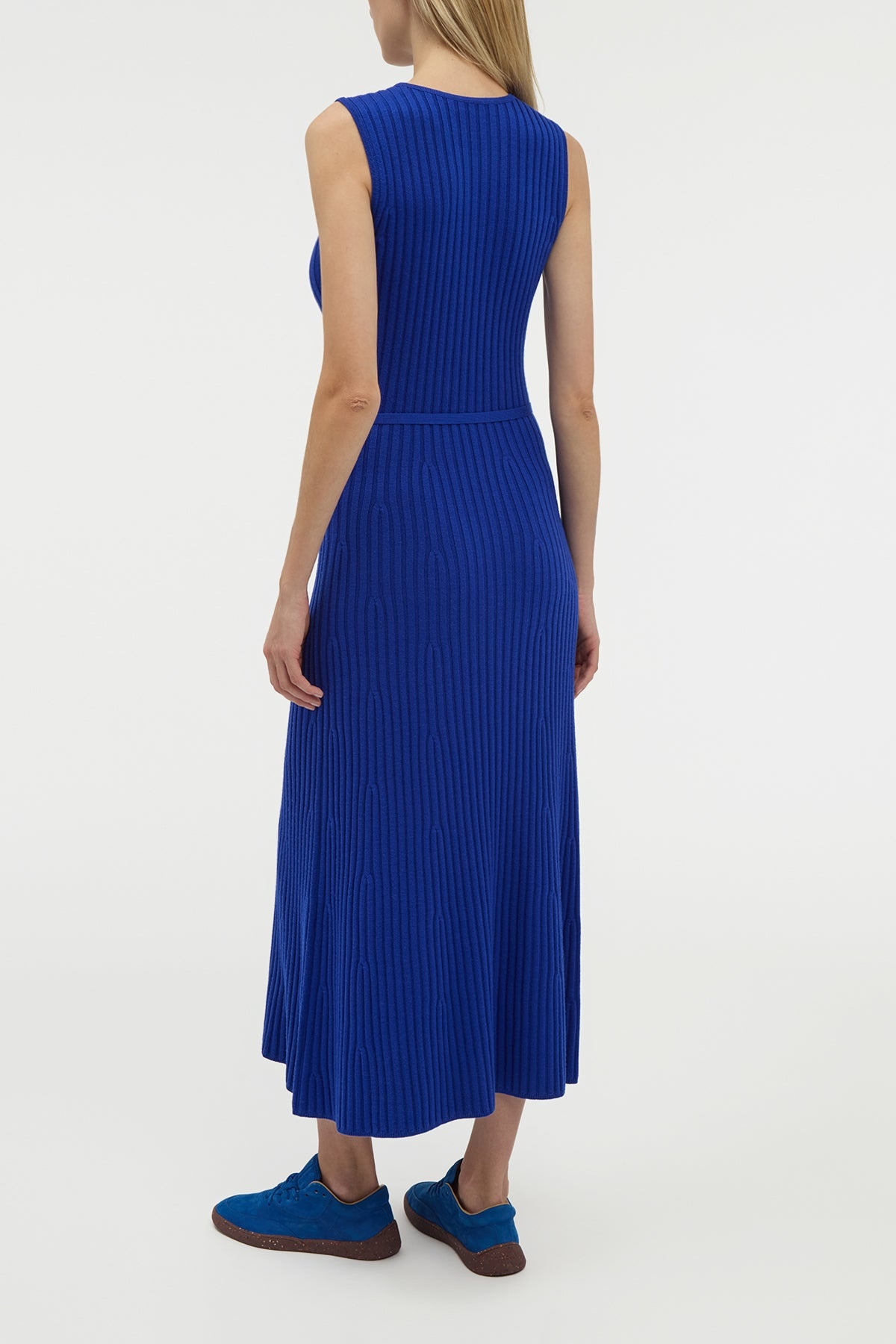 Meier Knit Midi Dress in Cobalt Merino Wool Cashmere - 4