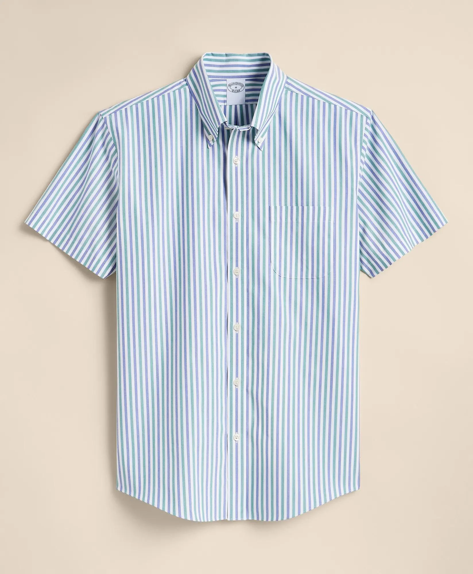 Stretch Non-Iron Broadcloth Button-Down Collar Short-Sleeve Sport Shirt - 1
