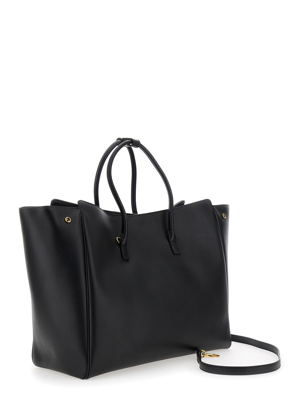 Balenciaga Women 'Hampton Medium' Black Handbag With Embossed Logo On The Front And Removable Key Ri - 3