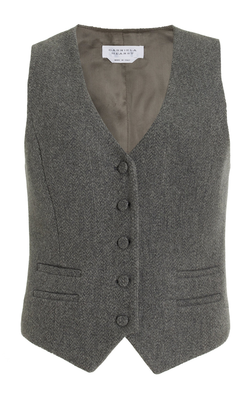 Coleridge Vest in Dark Grey Multi Cashmere Virgin Wool Herringbone - 1