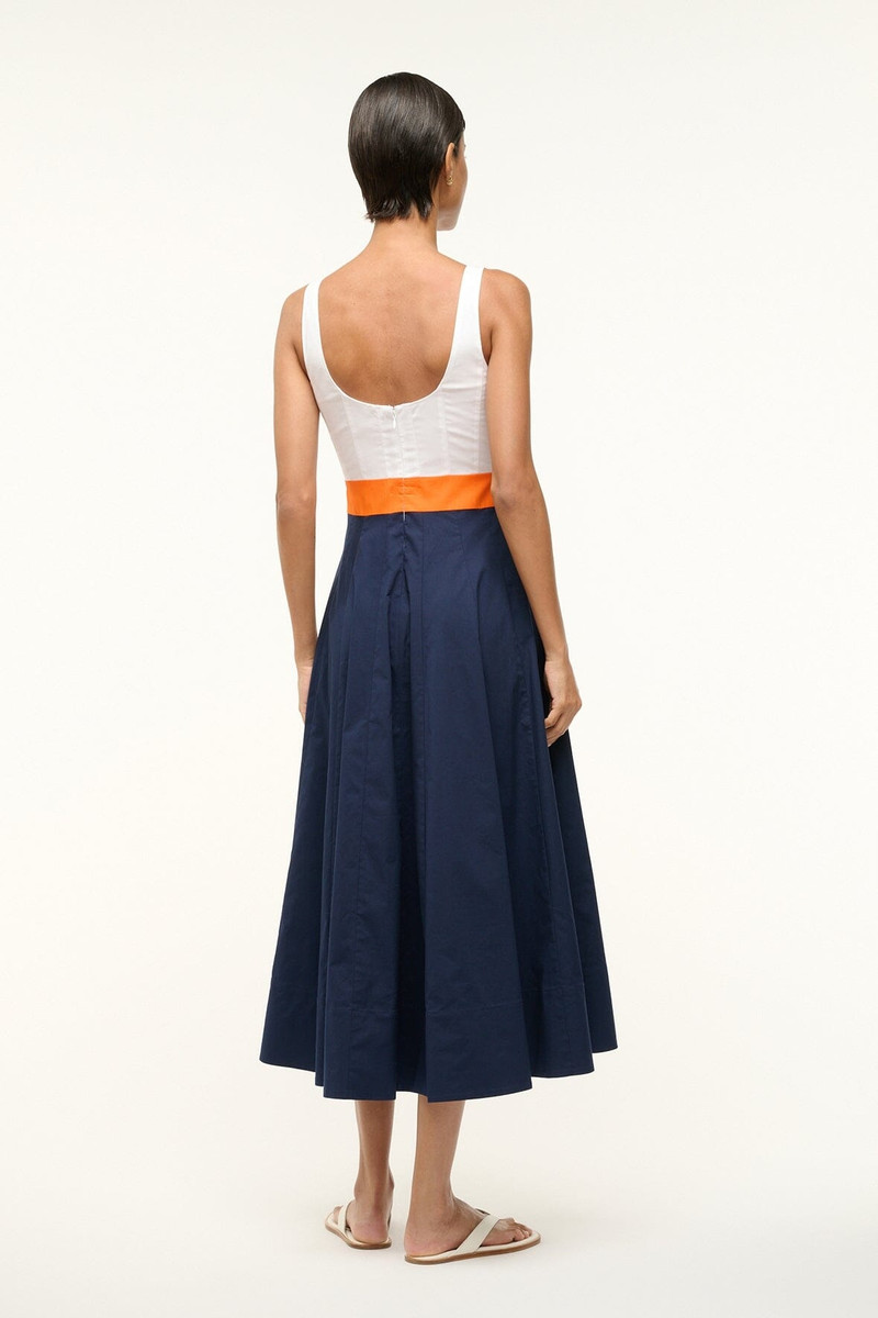 STAUD STAUD WELLS DRESS WHITE APRICOT NAVY - R25R2188PO-WAN | REVERSIBLE