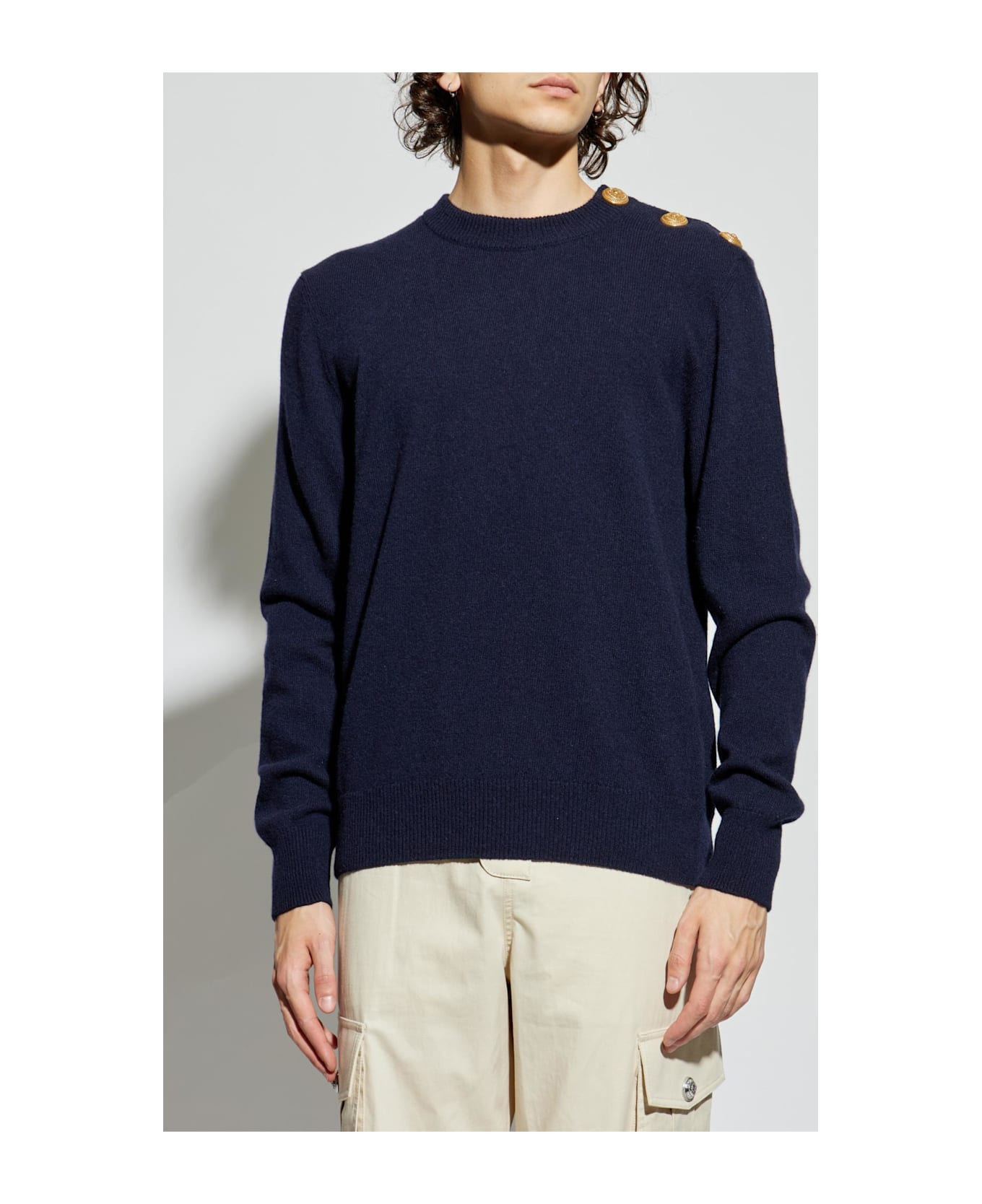 Balmain Sweater With Snap Fastening On The Shoulder - 3