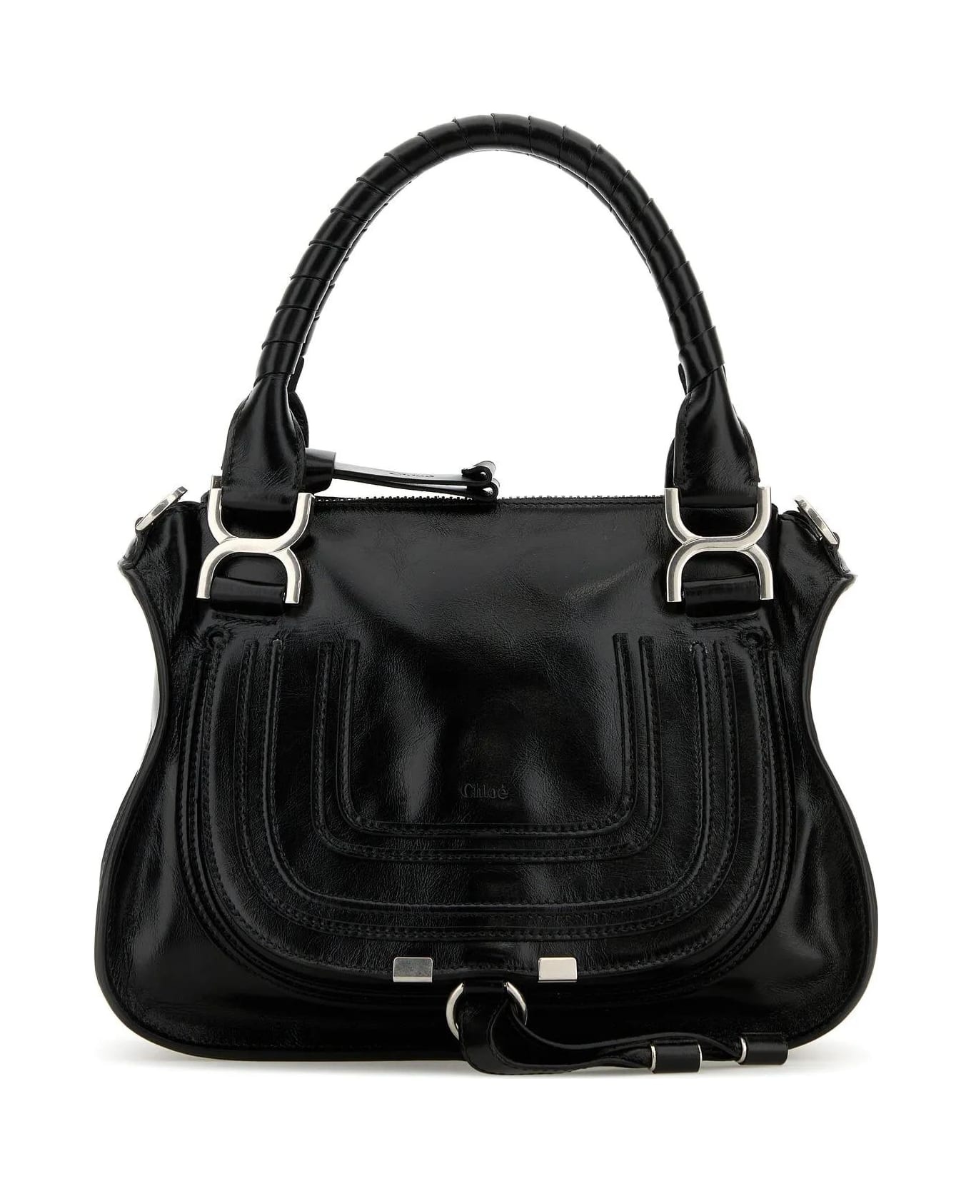 Black Leather Small Marcie Handbag - 1