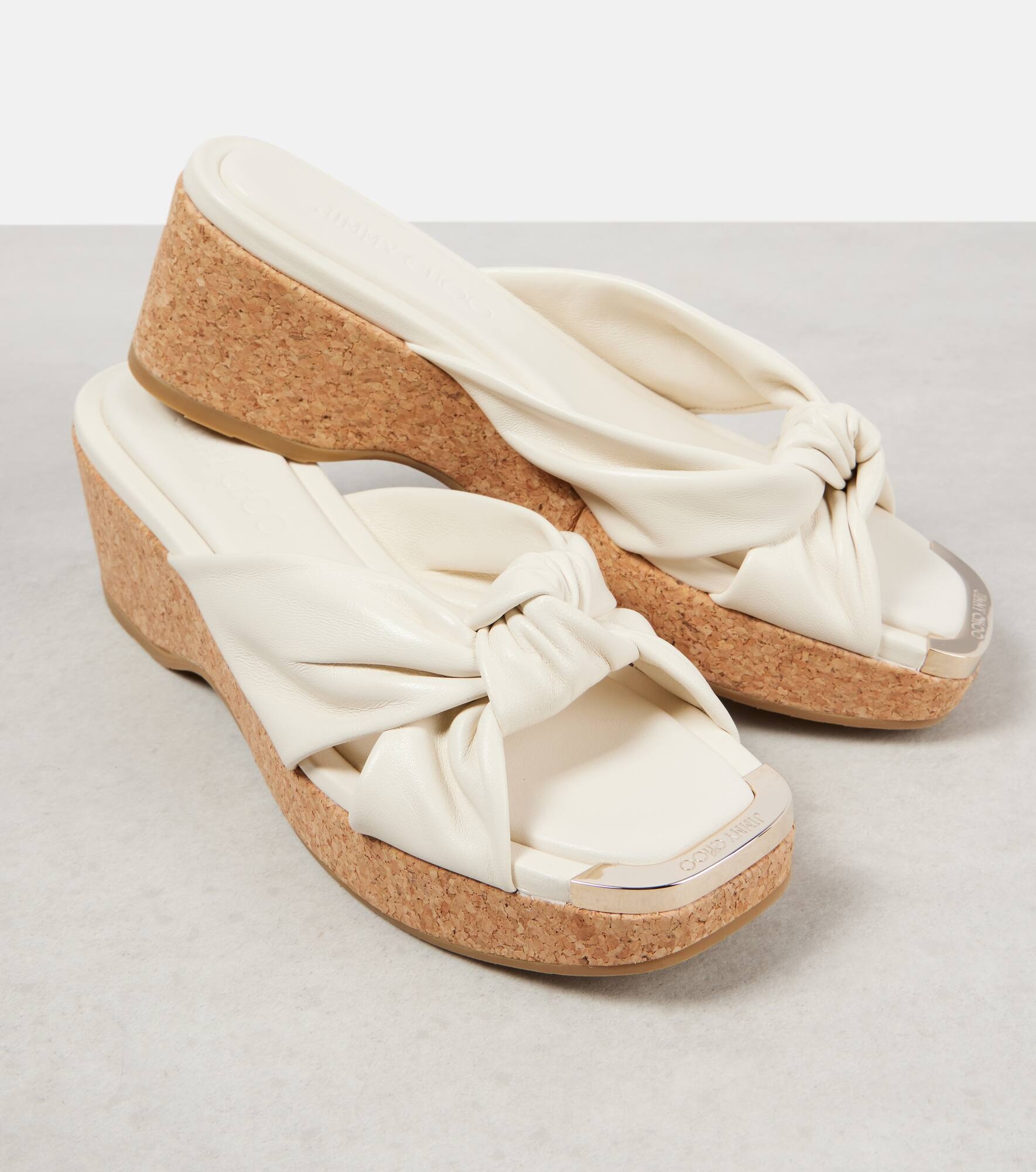 Avenue 50 leather wedge mules - 5